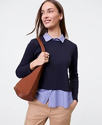 Ann Taylor Weekend Collection Layered Mix Media Top Night Sky Women's