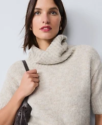 Ann Taylor Petite Turtleneck Elbow Sleeve Sweater T-Shirt Neutral Women's