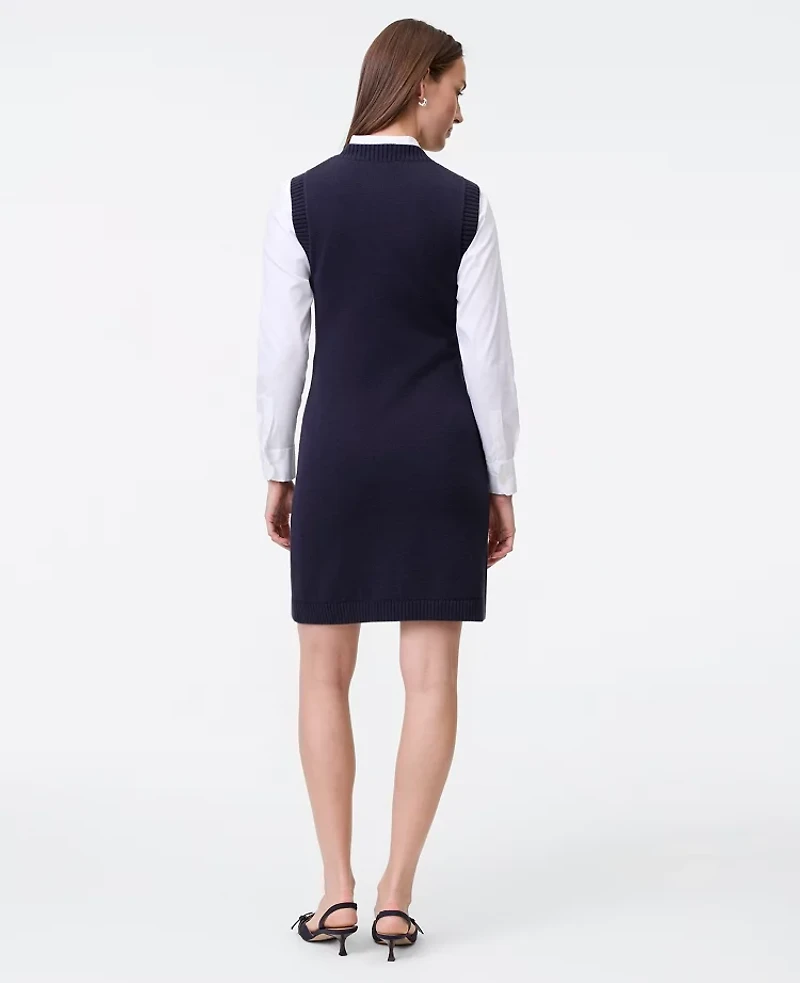 Ann Taylor Button Sweater Dress Night Sky Women's