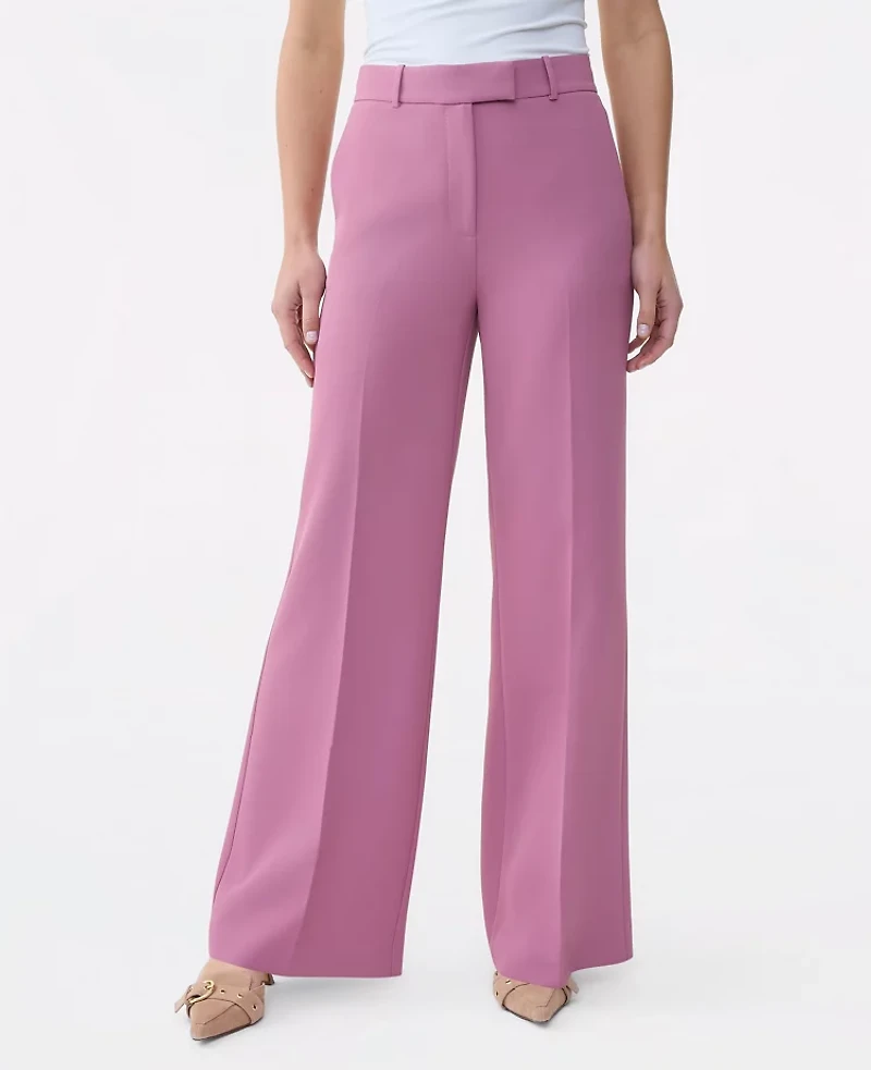 Ann Taylor The Wide-Leg Flare Trouser Fluid Crepe Smokey Rose Women's