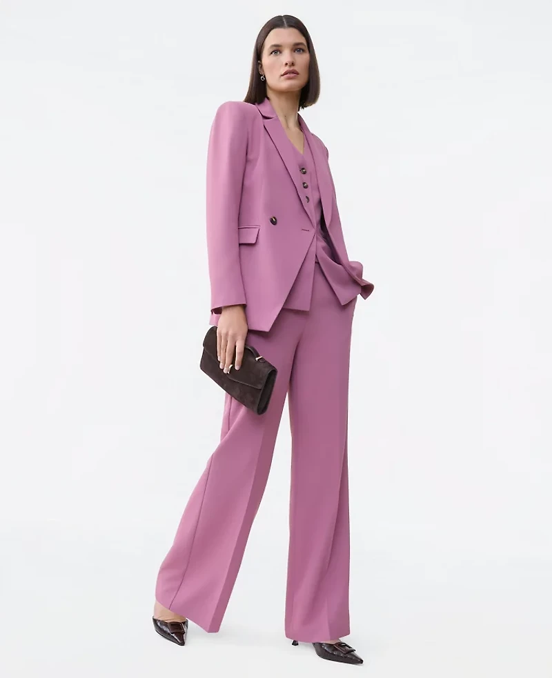 Ann Taylor The Wide-Leg Flare Trouser Fluid Crepe Smokey Rose Women's