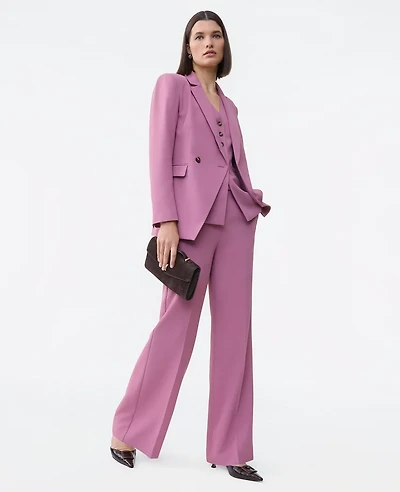 Ann Taylor The Wide-Leg Flare Trouser Fluid Crepe Smokey Rose Women's