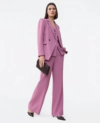 Ann Taylor The Wide-Leg Flare Trouser Fluid Crepe Smokey Rose Women's