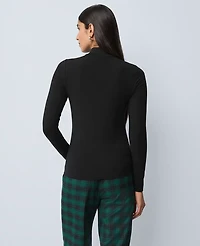 Ann Taylor Long Sleeve Mock Neck Top Black Women's