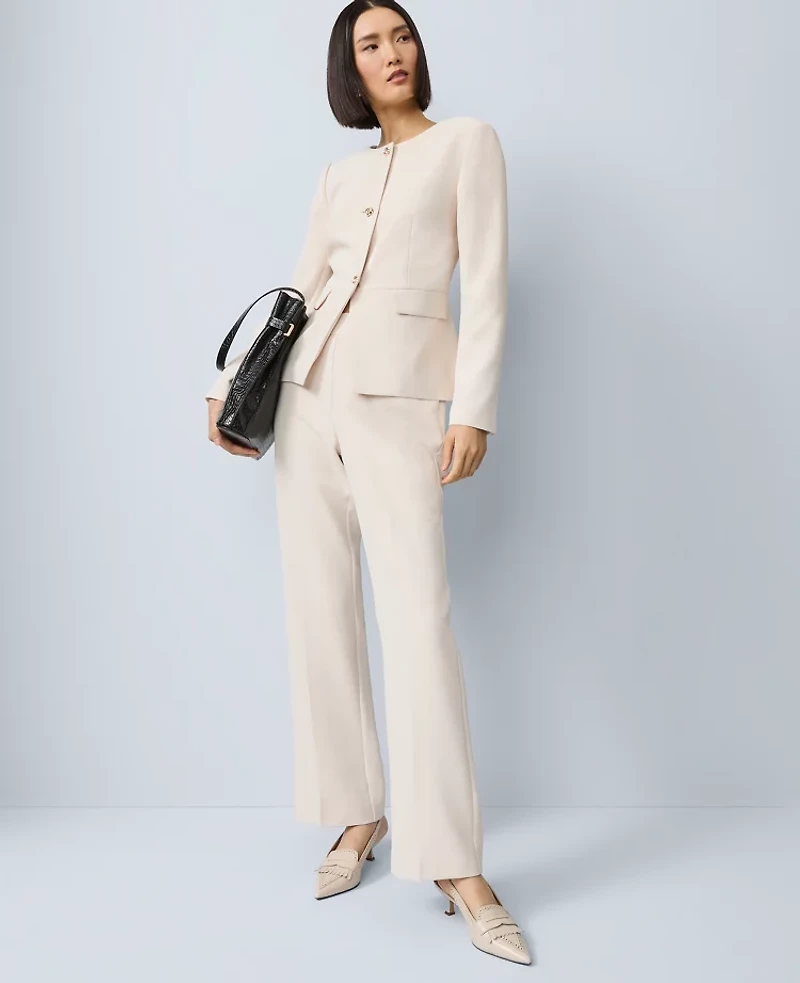 Ann Taylor Petite Split Hem Jacket Ivory Whisper Women's