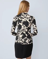 Ann Taylor Floral Mock Neck Top Black Women's