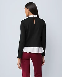 Ann Taylor Weekend Collection Ruffle Mix Media Top Women's