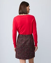 Ann Taylor Petite Tweed A-Line Skirt Red/Black Multi Women's