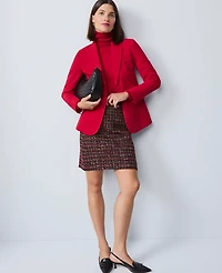 Ann Taylor Petite Tweed A-Line Skirt Red/Black Multi Women's