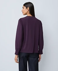 Ann Taylor Mixed Media Bib Front Top Aubergine Dream Women's