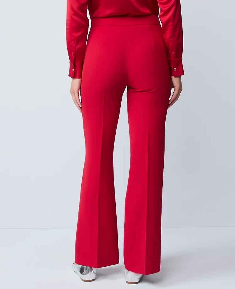 Ann Taylor The Petite Flare Trouser Fluid Crepe — Curvy Fit Jewel Red Women's
