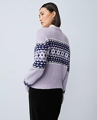 Ann Taylor Petite Fair Isle Cardigan Lavender Bouquet Women's