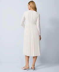 Ann Taylor Petite Pleated Crepe Flare Dress Winter White Women's