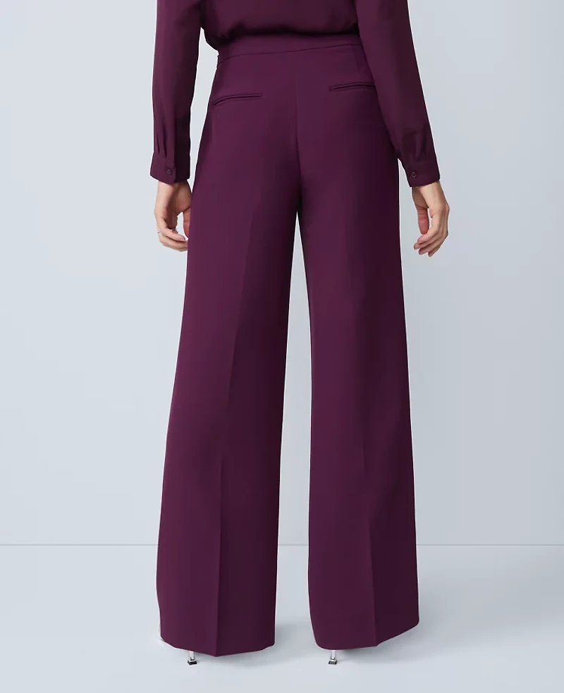 Ann Taylor The Petite Wide-Leg Pant Fluid Crepe Winter Bloom Women's