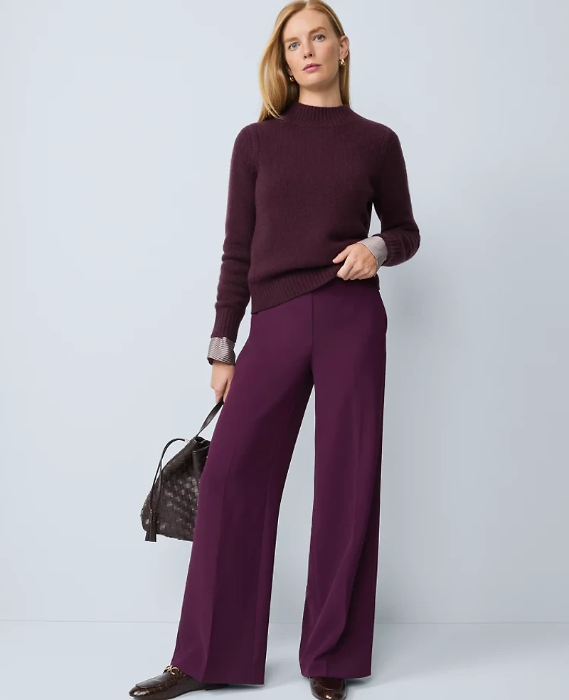 Ann Taylor The Petite Wide-Leg Pant Fluid Crepe Winter Bloom Women's