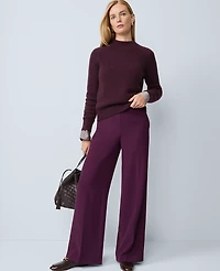 Ann Taylor The Petite Wide-Leg Pant Fluid Crepe Winter Bloom Women's