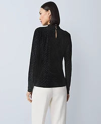 Ann Taylor Velvet Mock Neck Top Black Women's