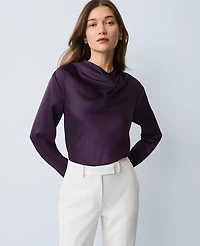Ann Taylor Petite Asymmetric Satin Top Women's