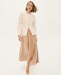 Ann Taylor Petite Satin Pleated Midi Skirt Women's
