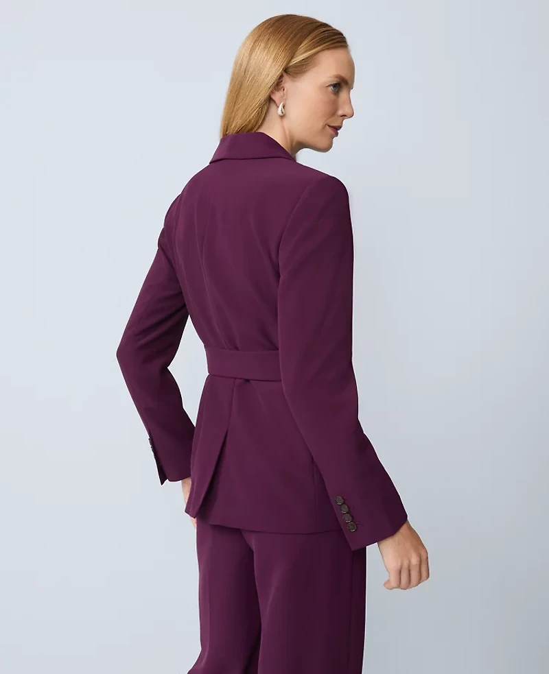 Ann Taylor The Belted Shawl Collar Blazer Size 2 Winter Bloom Women's
