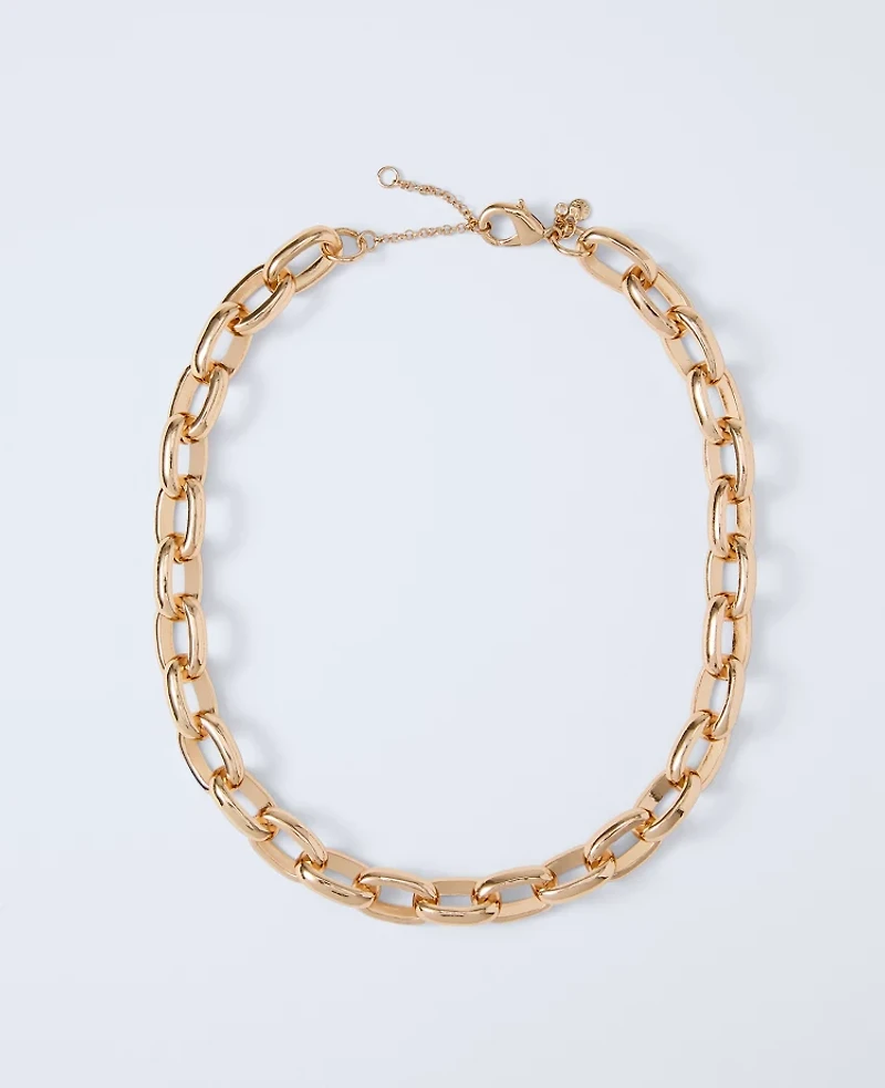 Ann Taylor Chunky Chain Link Necklace Goldtone Women's