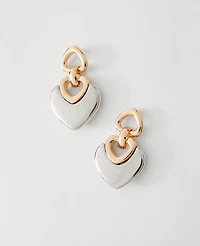 Ann Taylor Mixed Metal Heart Drop Earrings Silvertone Women's