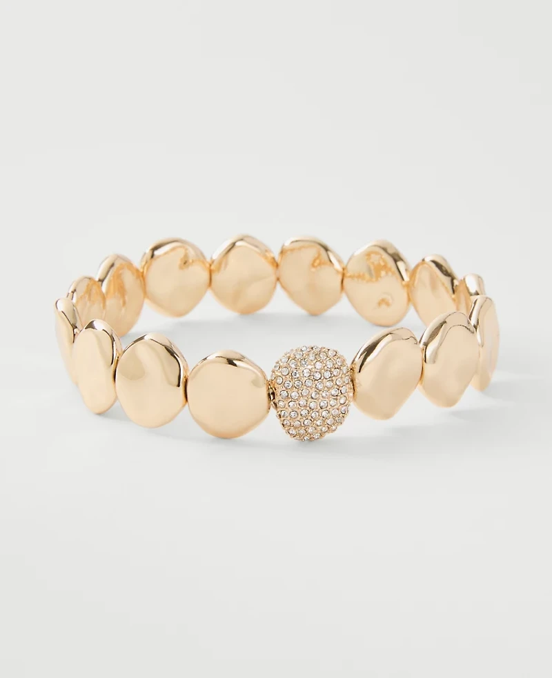 Ann Taylor Hammered Metal Disc Bracelet Goldtone Women's