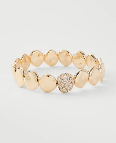 Ann Taylor Hammered Metal Disc Bracelet Goldtone Women's