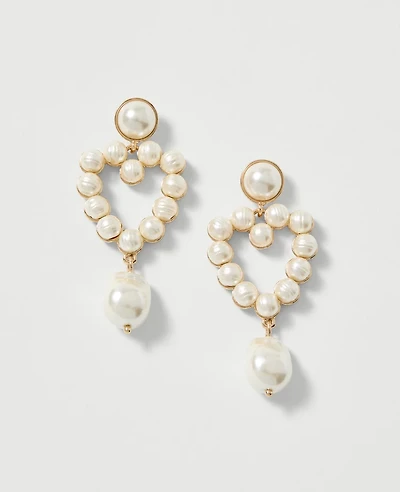 Ann Taylor Pearlized Heart Drop Earrings Goldtone Women's
