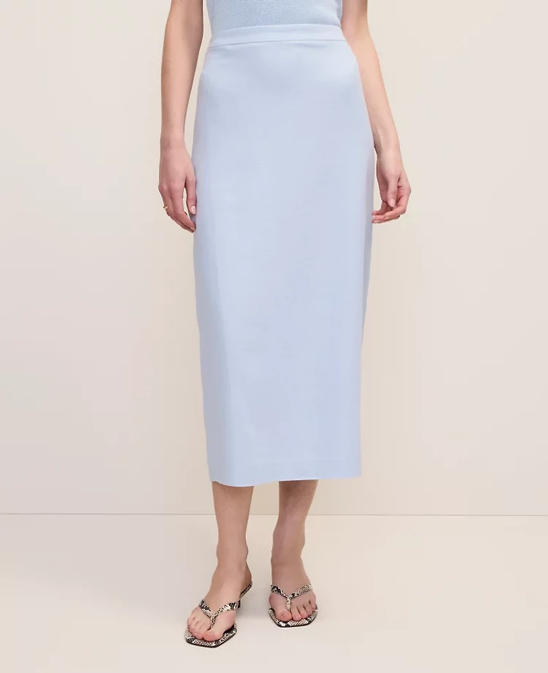 Ann Taylor The Clean Midi Skirt Linen Blend Coastal Glow Women's