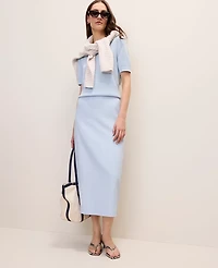 Ann Taylor The Clean Midi Skirt Linen Blend Coastal Glow Women's