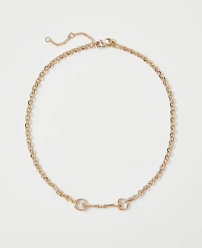 Ann Taylor Metal Horsebit Necklace Goldtone Women's