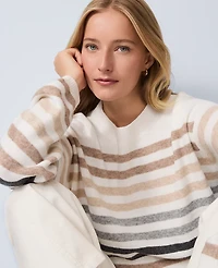 Ann Taylor Weekend Collection Striped Raglan Sweater Winter White Women's