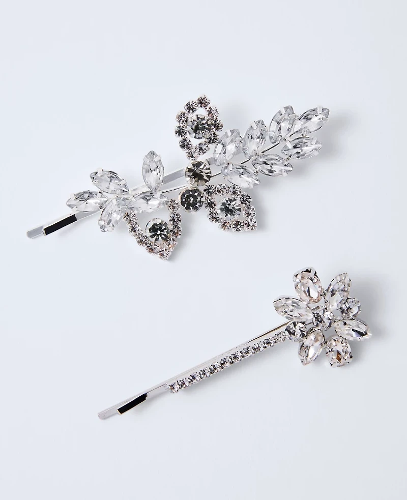 Ann Taylor Crystal Bobby Pin Set Silvertone Women's
