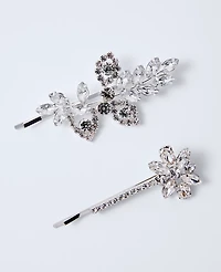 Ann Taylor Crystal Bobby Pin Set Silvertone Women's