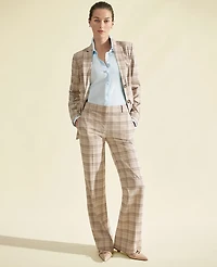 Ann Taylor The Petite Jayne Trouser Plaid Tan/Navy Women's