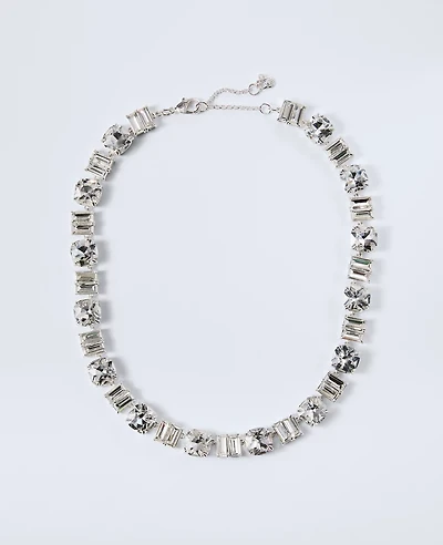 Ann Taylor Crystal Statement Necklace Silvertone Women's