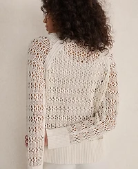 Ann Taylor Haven Well Within Organic Cotton Linen Open Stitch Crewneck Sweater Women's