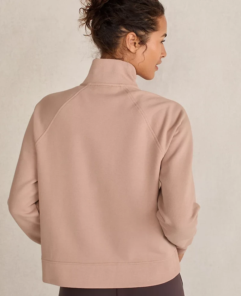 Ann Taylor Haven Well Within Organic Cotton Blend Fleece Half Zip Pullover Desert Clay Women's
