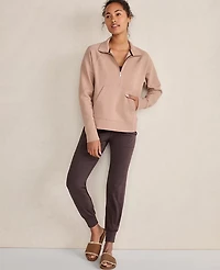 Ann Taylor Haven Well Within Organic Cotton Blend Fleece Half Zip Pullover Desert Clay Women's