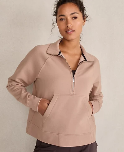 Ann Taylor Haven Well Within Organic Cotton Blend Fleece Half Zip Pullover Desert Clay Women's
