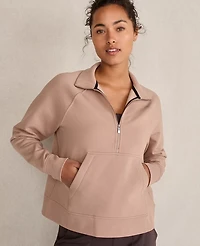 Ann Taylor Haven Well Within Organic Cotton Blend Fleece Half Zip Pullover Desert Clay Women's