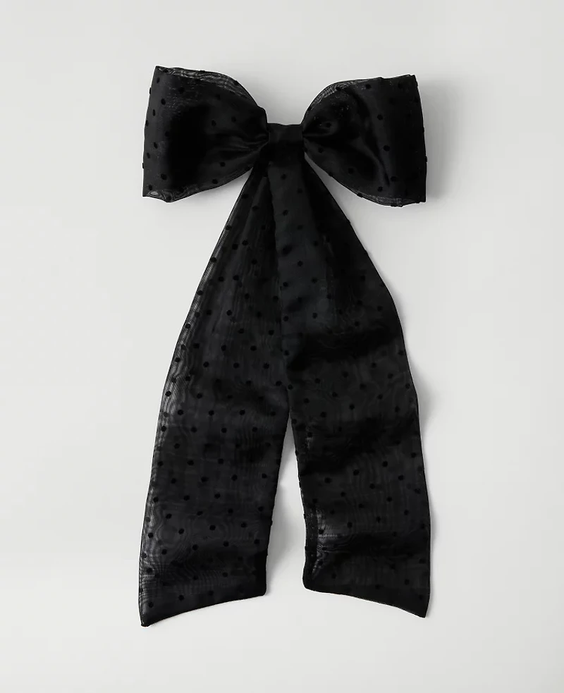 Ann Taylor Velvet Dot Hair Bow Black Women's