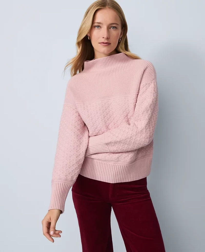 Ann Taylor Weekend Collection Mixed Stitch Sweater Women's