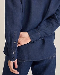 Ann Taylor Haven Well Within The Daily Shirt Linen Night Navy Women's