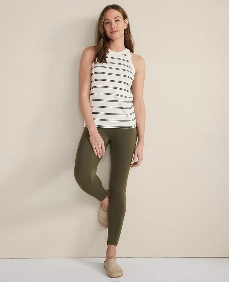 Ann Taylor Haven Well Within Essential Organic Cotton Double Stripe Raceback Tank Top Green Women's