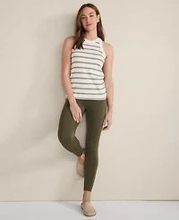 Ann Taylor Haven Well Within Essential Organic Cotton Double Stripe Raceback Tank Top Green Women's