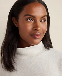 Ann Taylor Haven Well Within Linen Collared Long Sleeve Top Full Moon Grey Women's