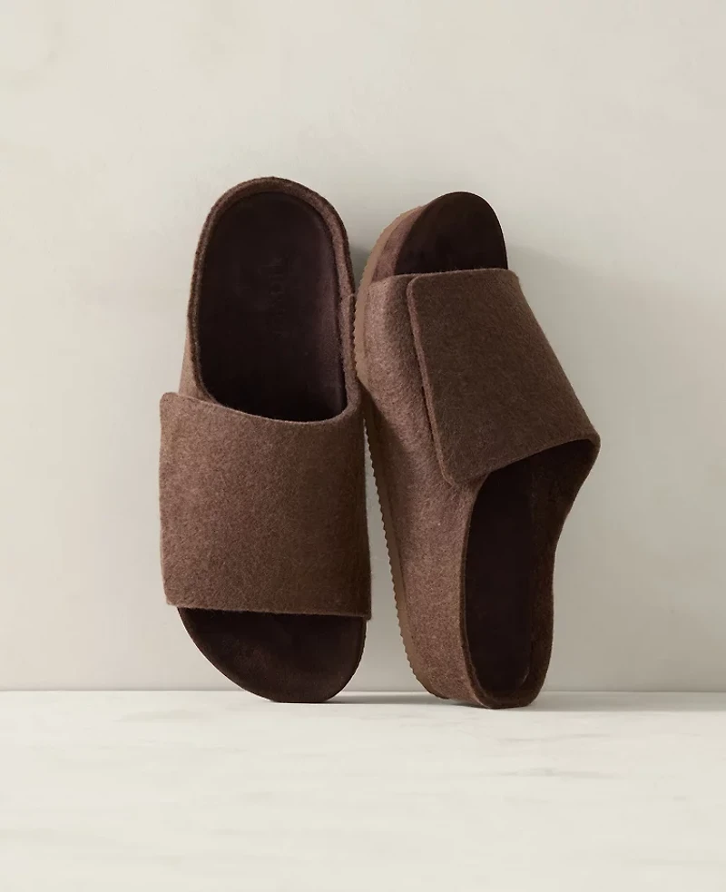 Ann Taylor Haven Well Within Felted Wool Slides Marl Brown Heather Women's