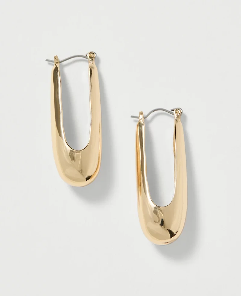 Ann Taylor Elongated Metal Hoop Earrings Women's